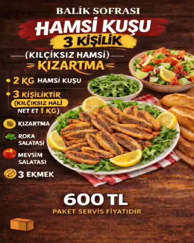 HAMSİ KUŞU 3 KİŞİLİK ( KILÇIKSIZ HAMSİ ) KIZARTMA