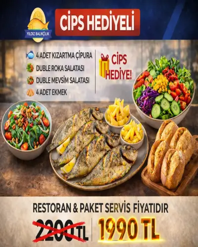 CİPS HEDİYELİ 4*4 lük ŞAHANE MENÜ ( 4 adet çipura yağda )