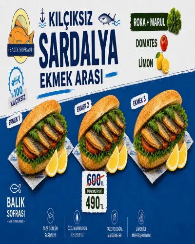 3 ÂDET İNDİRİMLİ EKMEK ARASI SARDALYA
