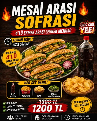 🔥 MESAİ ARASI SOFRASI 🔥 🐟 4’LÜ EKMEK ARASI LEVREK MENÜSÜ