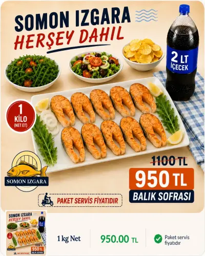 1 kg Net Somon+Cips+2 LT İÇECEK