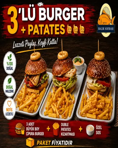 3 'LÜ BURGER+ PATATES 🙋🙋🙋