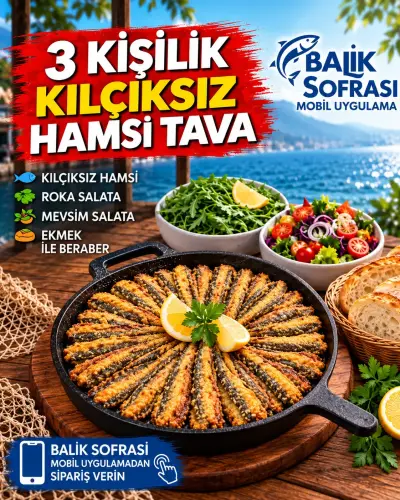 3 kişilik kılçıksız hamsi tava
